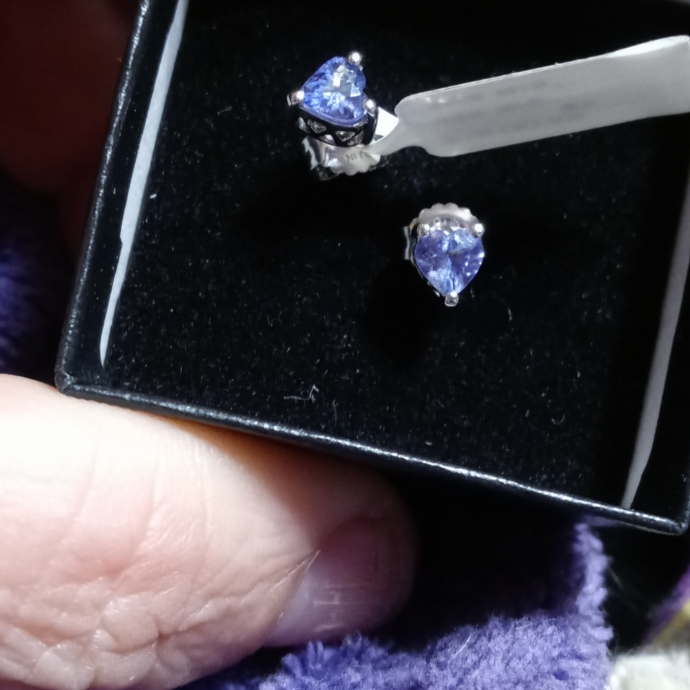 Sterling silver, tanzanite earrings